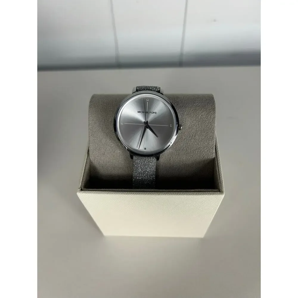 Michael Kors Women's Charley Silver Dial Leather Strap Watch MK2793 NWT